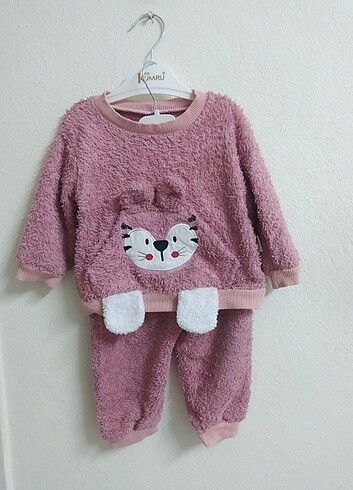 6-9 Ay Uyumlu Peluş Gül Kurusu Alt Üst Takım 