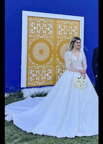 Uzun Kollu V Yaka Bohem Prenses Gelinlik