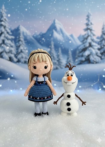 Diğer Frozen Elsa El Örgüsü Bebek 20 cm