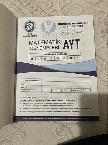  AYT MATEMATİK DENEMELERİ BİLGİ SARMAL VE TOPRAK