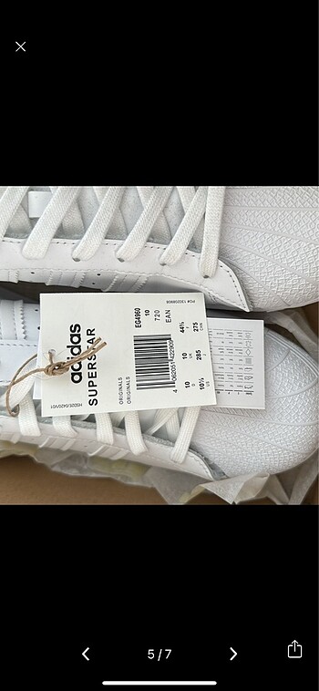 45 Beden beyaz Renk Adidas süperstar 44 no