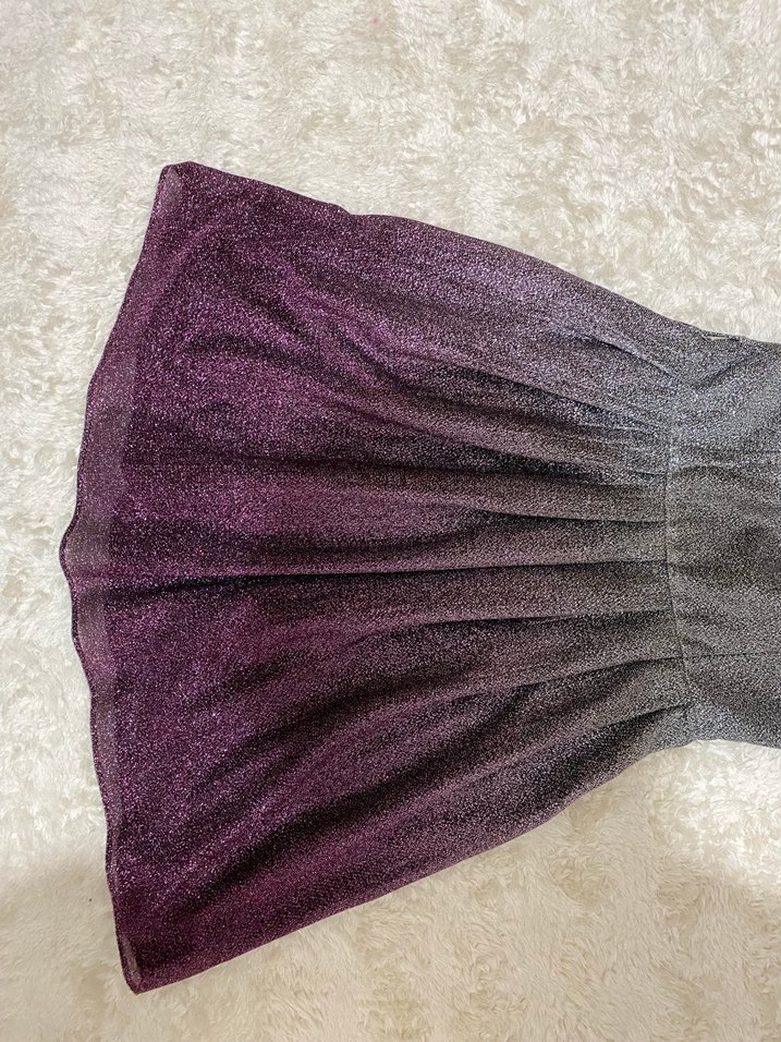 Mor Parlak Mini Elbise - Görsel 4