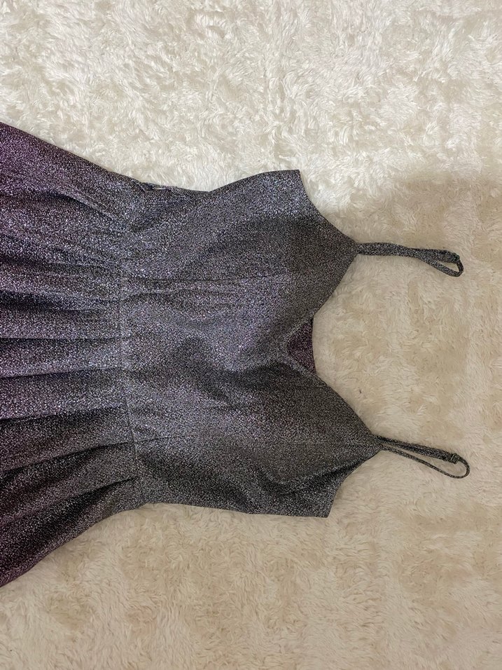 Mor Parlak Mini Elbise - Görsel 3