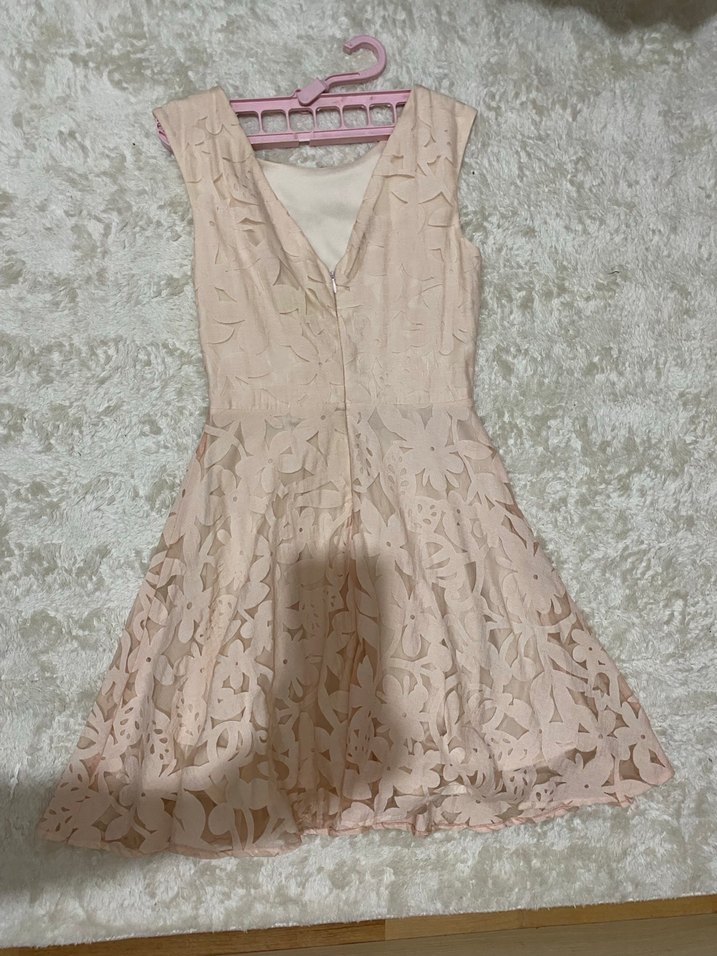 Dantel Detaylı Bej Midi Abiye Elbise - Görsel 2