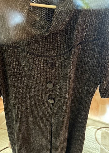 Düğmeli Siyah Midi elbise - Görsel 2