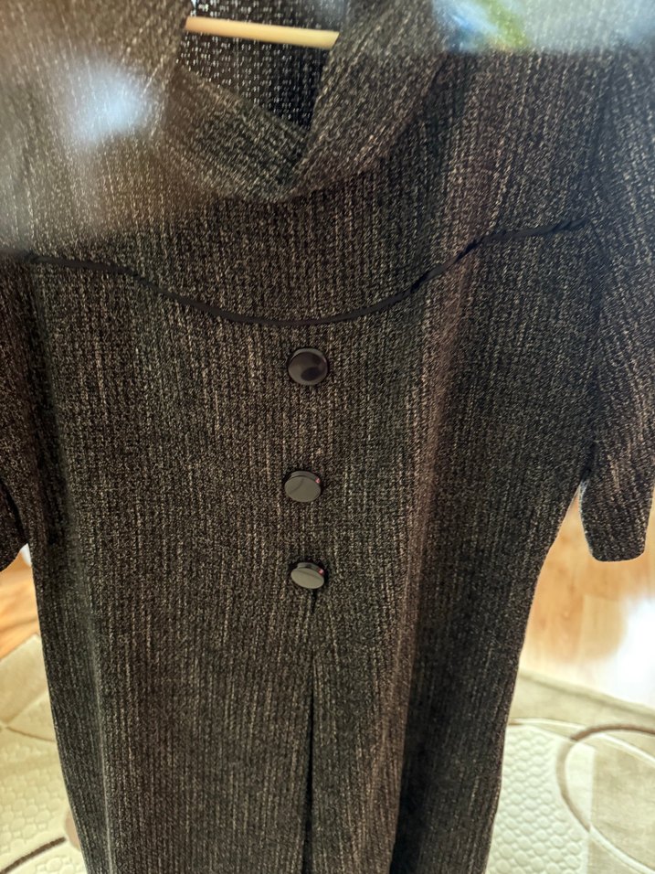 Düğmeli Siyah Midi elbise - Görsel 2