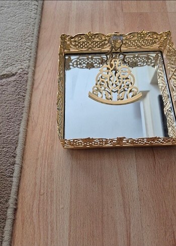 Parlak Altın Renkli Dekoratif Aynalı peçetelik - Görsel 2