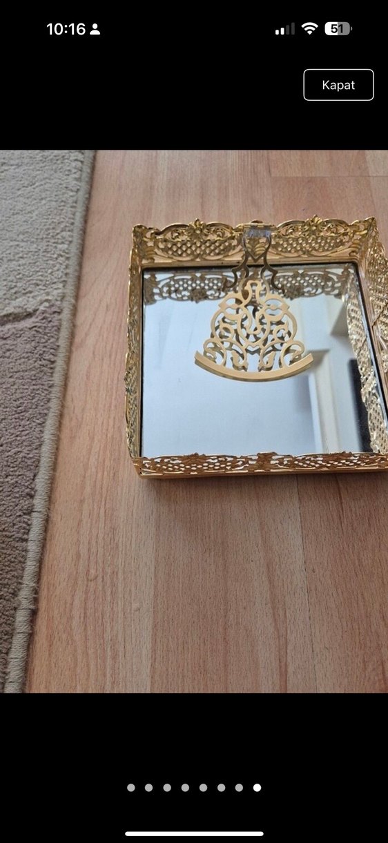 Parlak Altın Renkli Dekoratif Aynalı peçetelik - Görsel 2