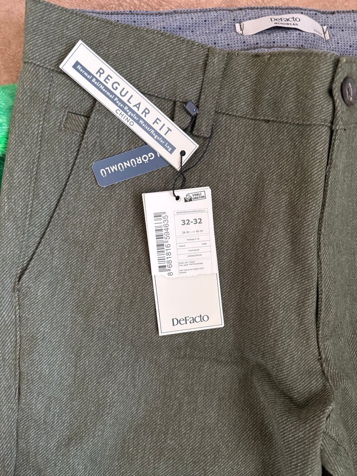 Haki Erkek Regular Fit Günlük Pantolon kışlık - Görsel 2