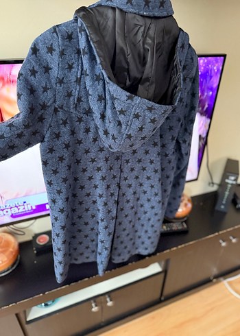 Yıldız Desenli mavi kaban kapşonlu - Görsel 3