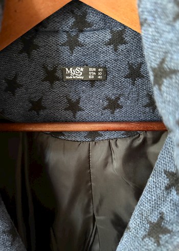 Yıldız Desenli mavi kaban kapşonlu - Görsel 4