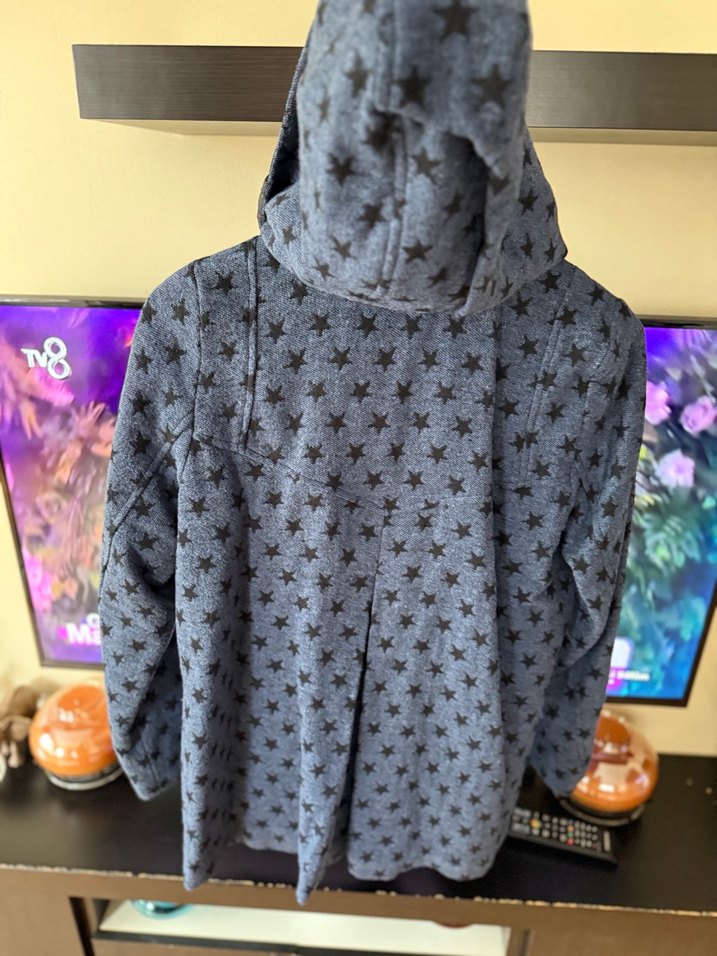 Yıldız Desenli mavi kaban kapşonlu - Görsel 2