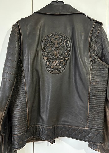 Siyah Erkek Deri Biker Ceket - Görsel 6