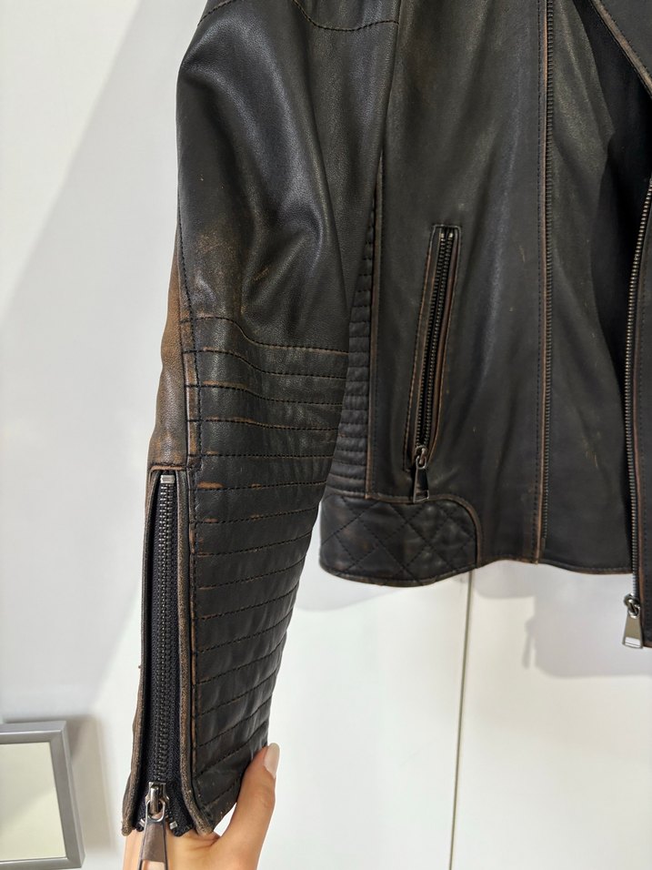 Siyah Erkek Deri Biker Ceket - Görsel 2