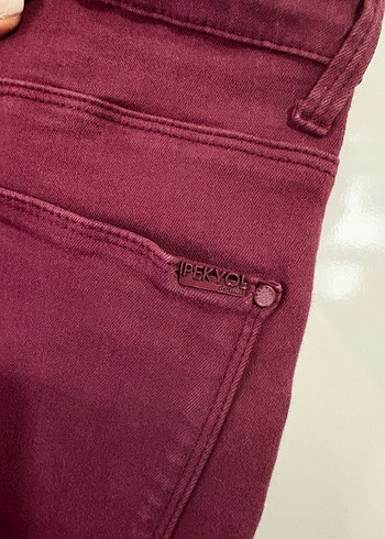 Bordo Kadın Dar Kesim Midi Kumaş Pantolon - Görsel 4