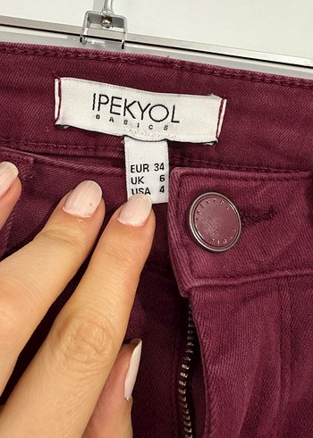 Bordo Kadın Dar Kesim Midi Kumaş Pantolon - Görsel 2