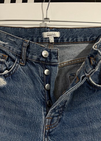 Kadın Mavi Bol Kesim Yırtık Kot Pantolon - Görsel 2