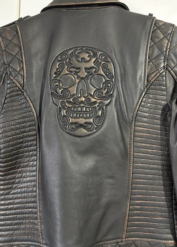 Kadın Siyah Deri Biker Ceket - Görsel 4