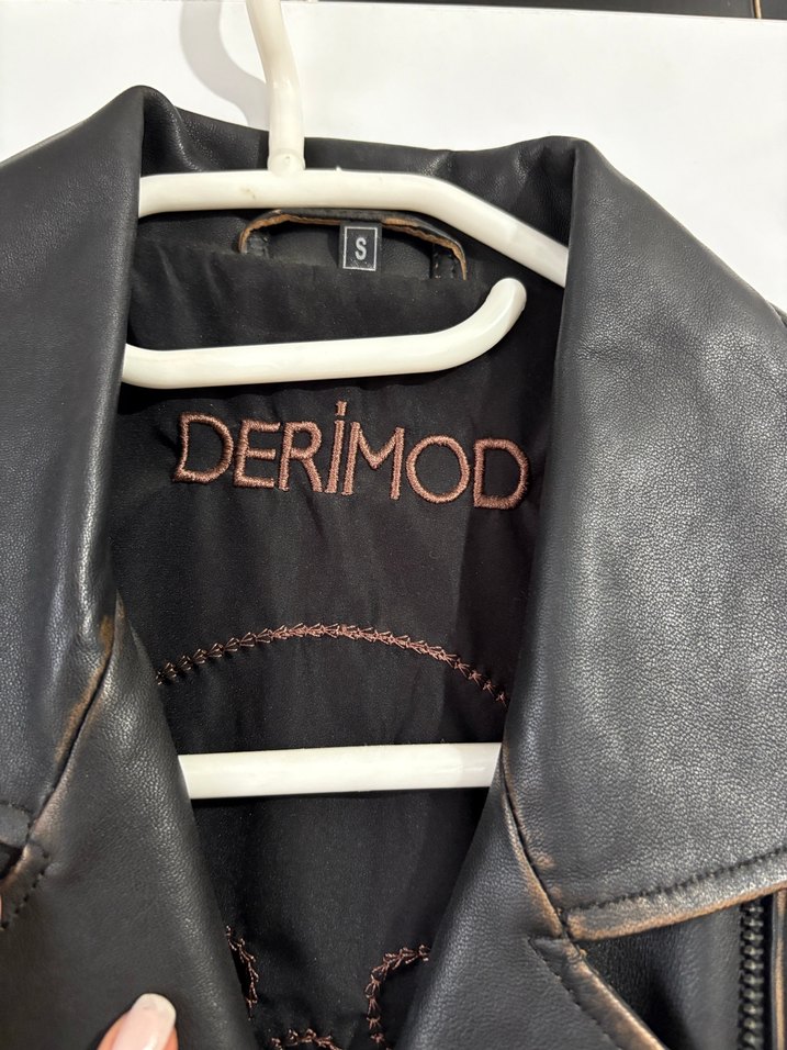 Kadın Siyah Deri Biker Ceket - Görsel 2