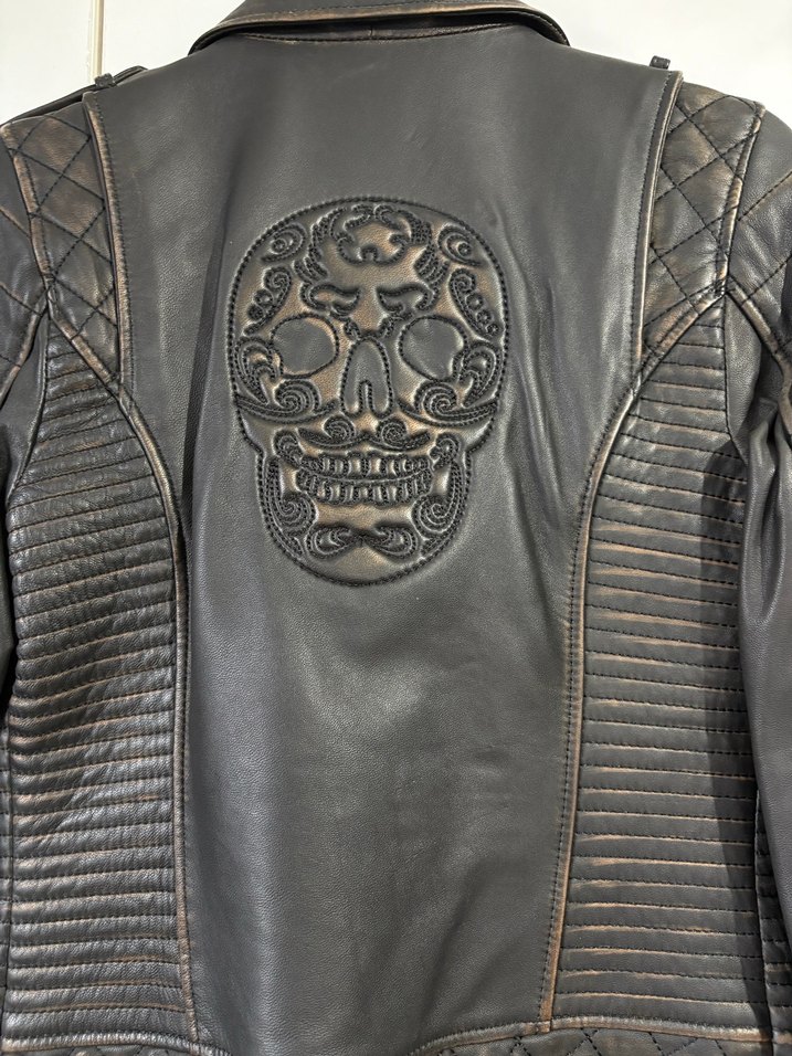 Kadın Siyah Deri Biker Ceket - Görsel 4