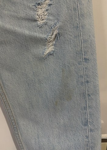 Kadın Gri Yırtık Denim Jean - Görsel 5