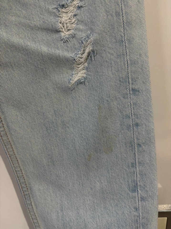 Kadın Gri Yırtık Denim Jean - Görsel 5