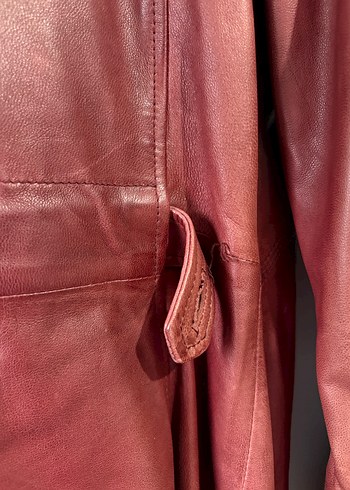 Bordo Kürklü Deri Biker Ceket - Görsel 7