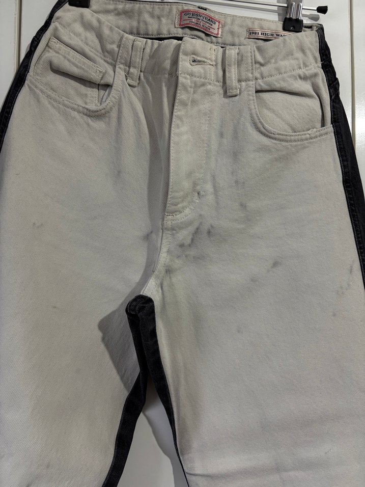 Gri Düğmeli Yüksek Bel Denim Jean - Görsel 3