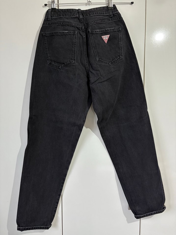 Gri Düğmeli Yüksek Bel Denim Jean - Görsel 4