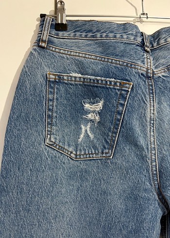 Tırtıklı Gri Mavi Denim Salaş Kadın Pantolon - Görsel 5