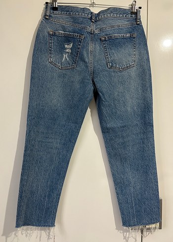 Tırtıklı Gri Mavi Denim Salaş Kadın Pantolon - Görsel 4