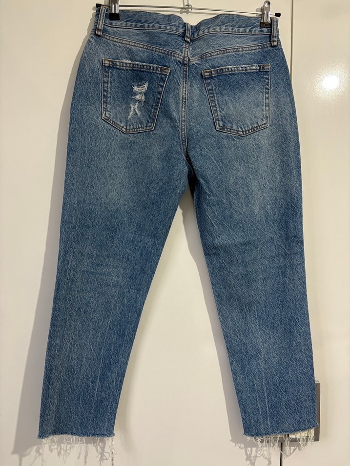 Tırtıklı Gri Mavi Denim Salaş Kadın Pantolon - Görsel 4