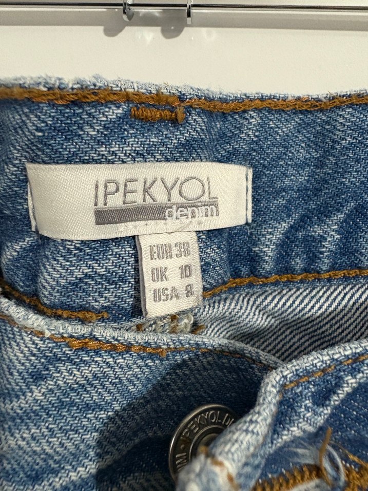 Tırtıklı Gri Mavi Denim Salaş Kadın Pantolon - Görsel 3