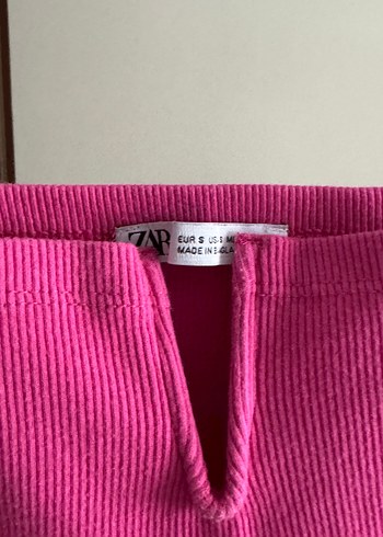 s Beden Zara Pembe Strappy V-Yaka Crop Top