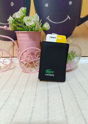 Lacoste Siyah Minimalist Erkek kartlık Cüzdanı - Görsel 2