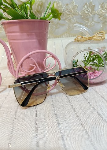 GUCCİ Şeffaf Altın Renkli Minimalist Kadın Güneş Gözlüğü - Görsel 3