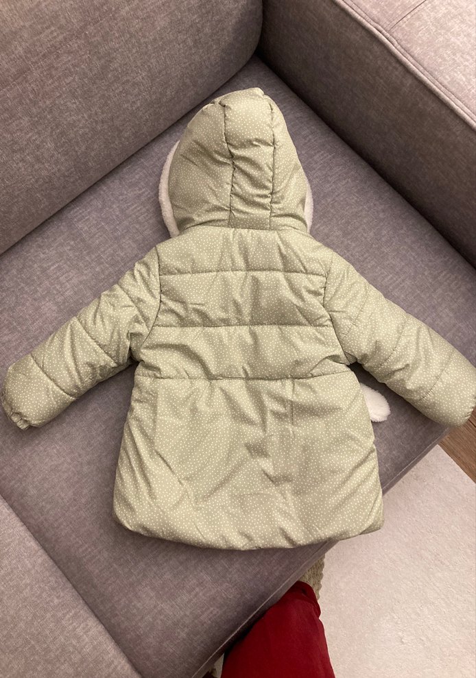 Kapüşonlu Yeşil Kız Bebek Mont - Görsel 2