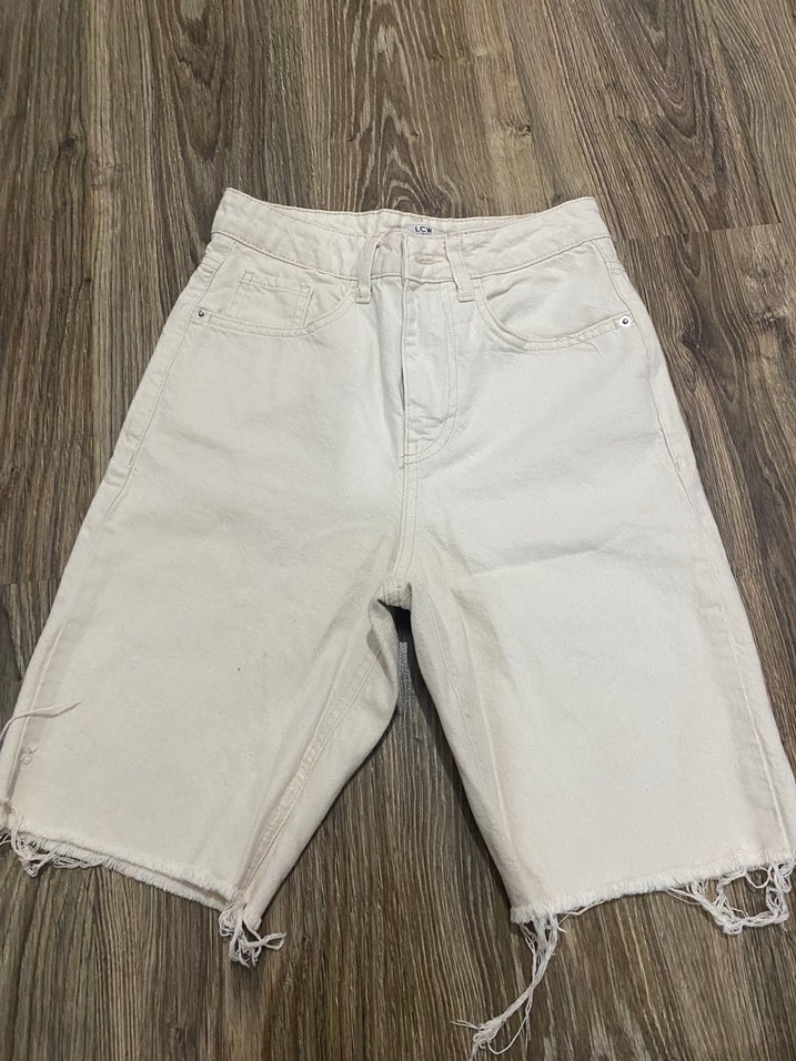 Bej Kadın Bermuda Şort Mini ve gömlek - Görsel 2