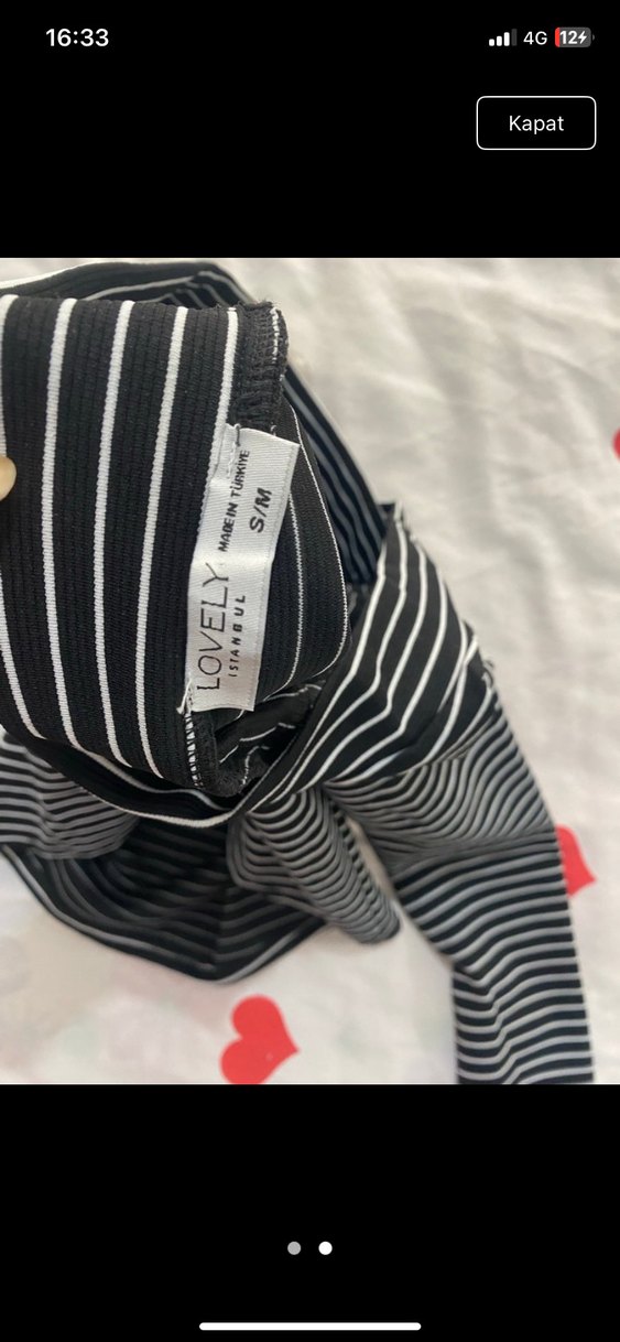 V Yaka Çizgili Uzun Kollu Bluz - Görsel 2