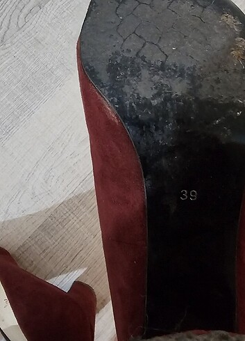 39 Beden Topuklu süet bordo ayakkabı