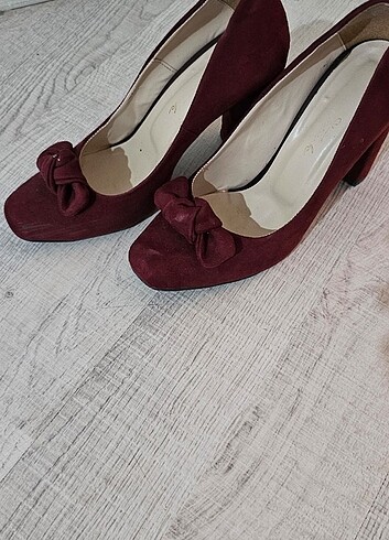 39 Beden bordo Renk Topuklu süet bordo ayakkabı