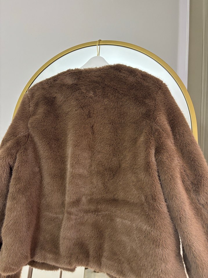 Kahverengi Kürk Detaylı Midi Kadın Mont - Görsel 3