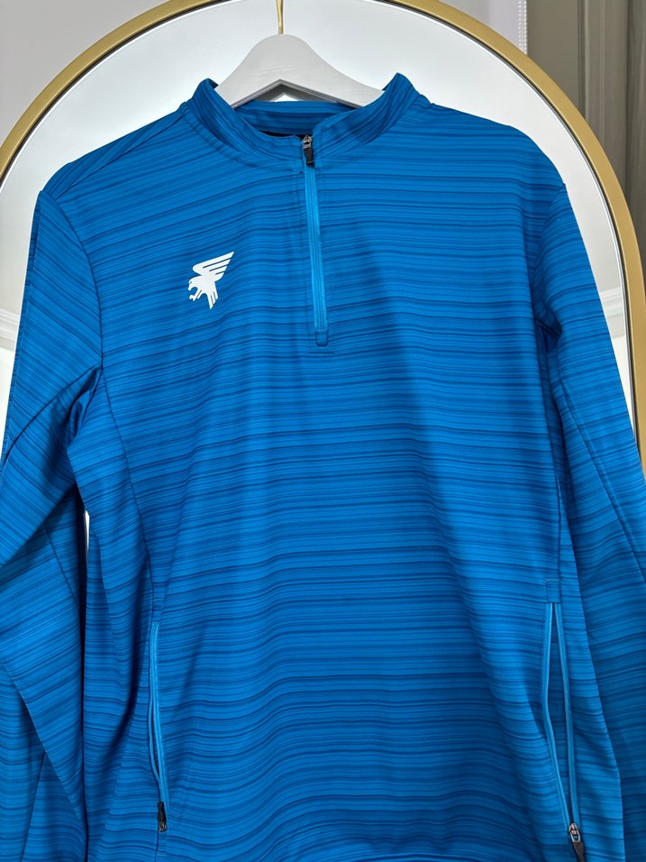 Mavi Fermuarlı Yarım Yaka Erkek Sweatshirt - Görsel 2