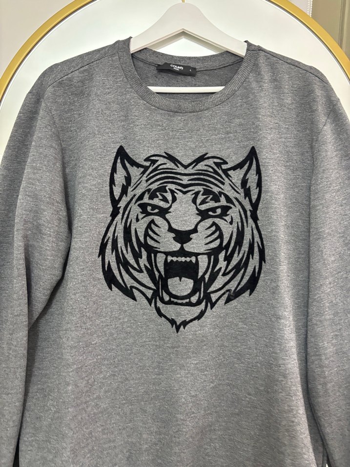 Gri Baskılı Sweatshirt - Görsel 3