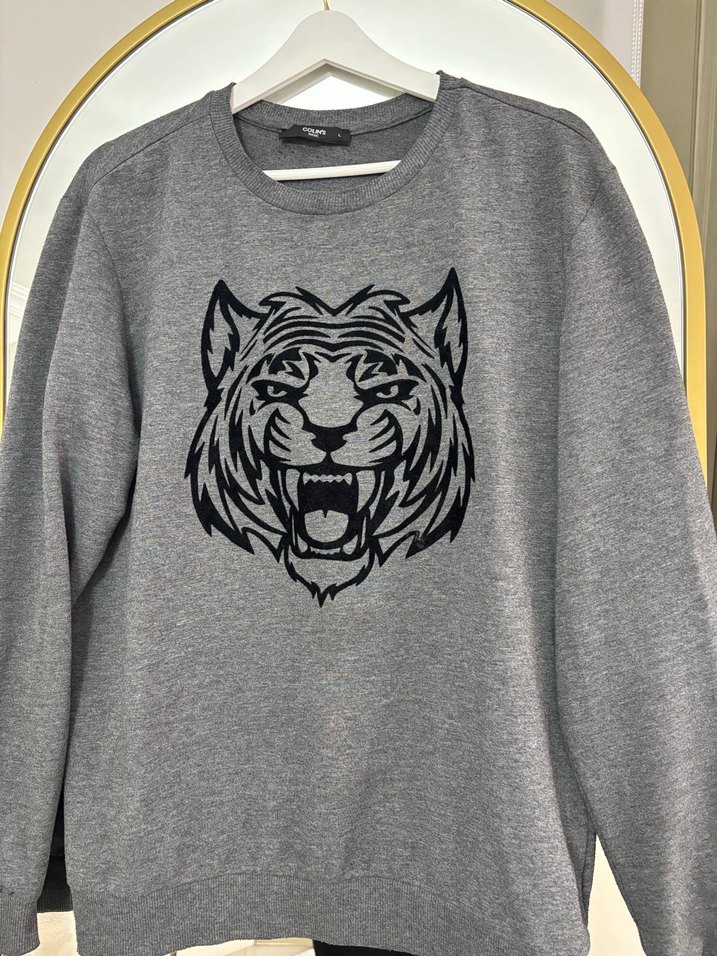 Gri Baskılı Sweatshirt - Görsel 2