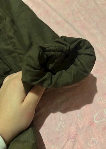 Kürk Detaylı Yeşil Midi çocuk mont - Görsel 3