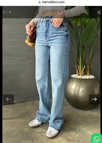 Straight fit palazzo jean orta mavi - Görsel 2
