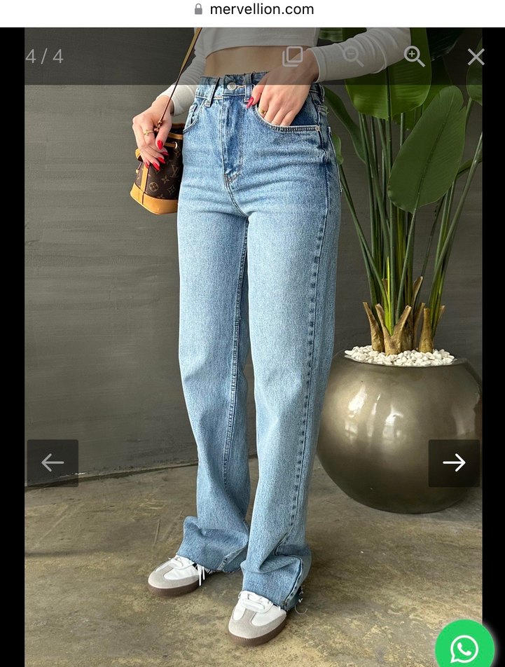 Straight fit palazzo jean orta mavi - Görsel 2