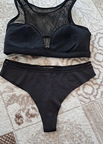 Siyah Dantel Detaylı Strappy Mini Bikini