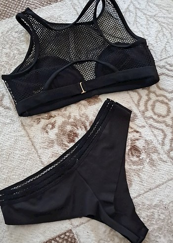 Diğer Siyah Dantel Detaylı Strappy Mini Bikini